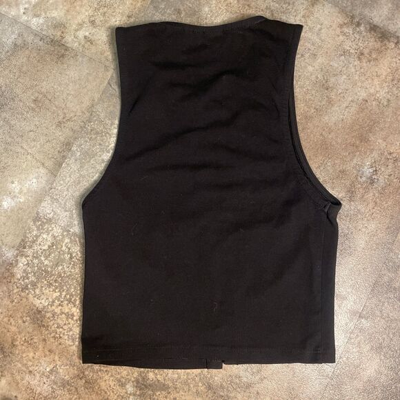 asos design size 4 flaming motorcycle and eagle lace up tanktop concert shirt - Picture 5 of 6